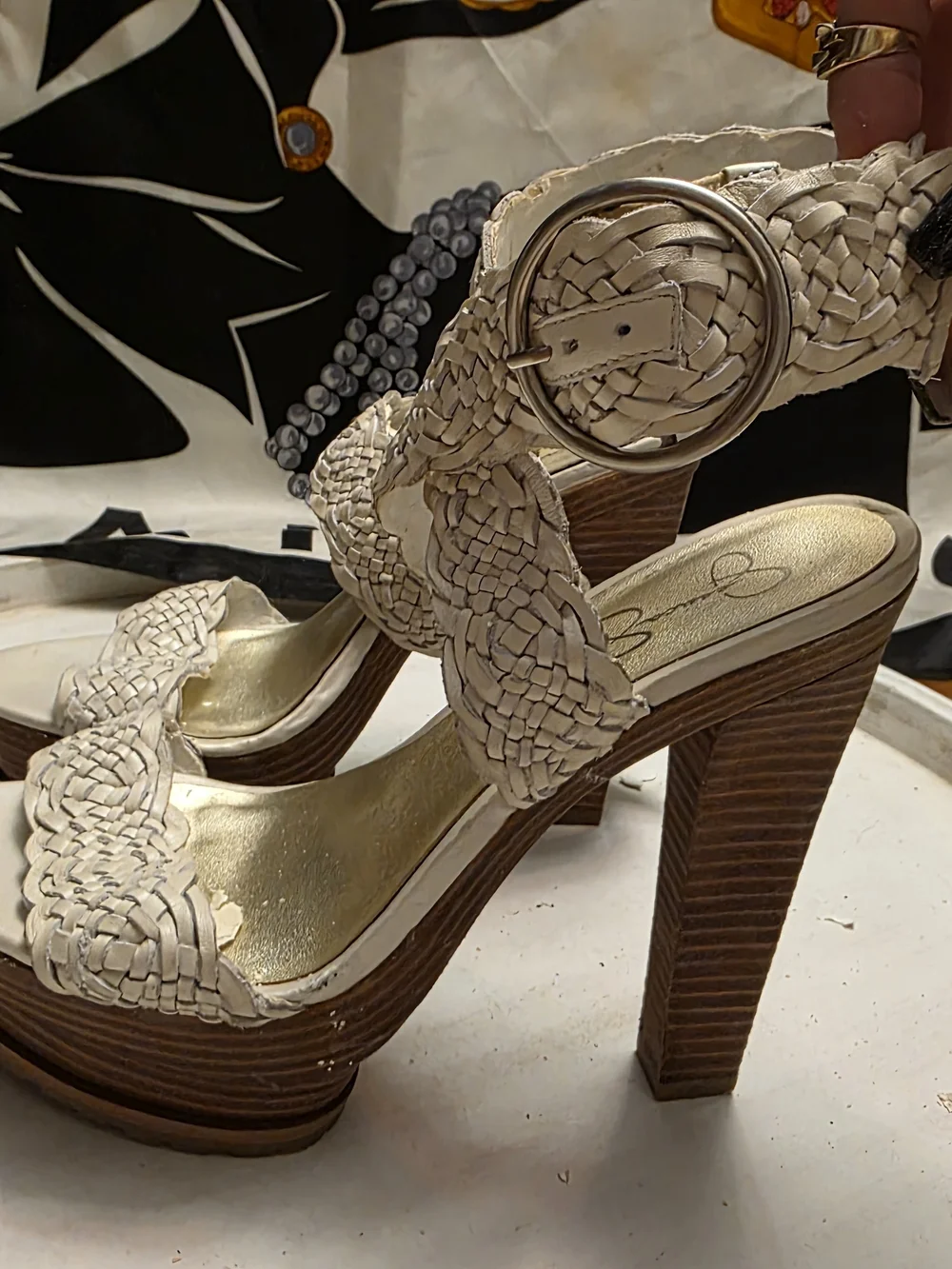 Jessica Simpson Braided Platform Sandals -White. Size 7.5